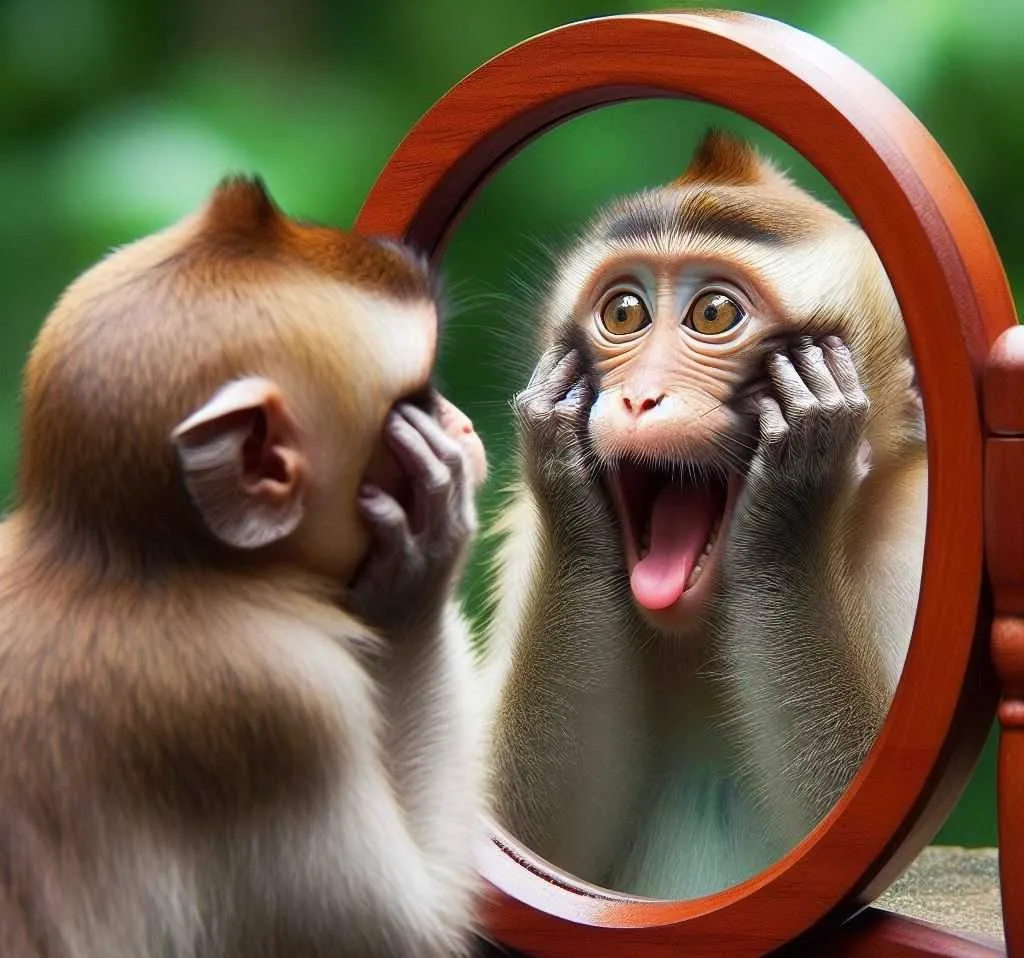 120+ Goofy Ahh Monkey Pictures & GIFs 61 Cute liitle monkey with miror pic