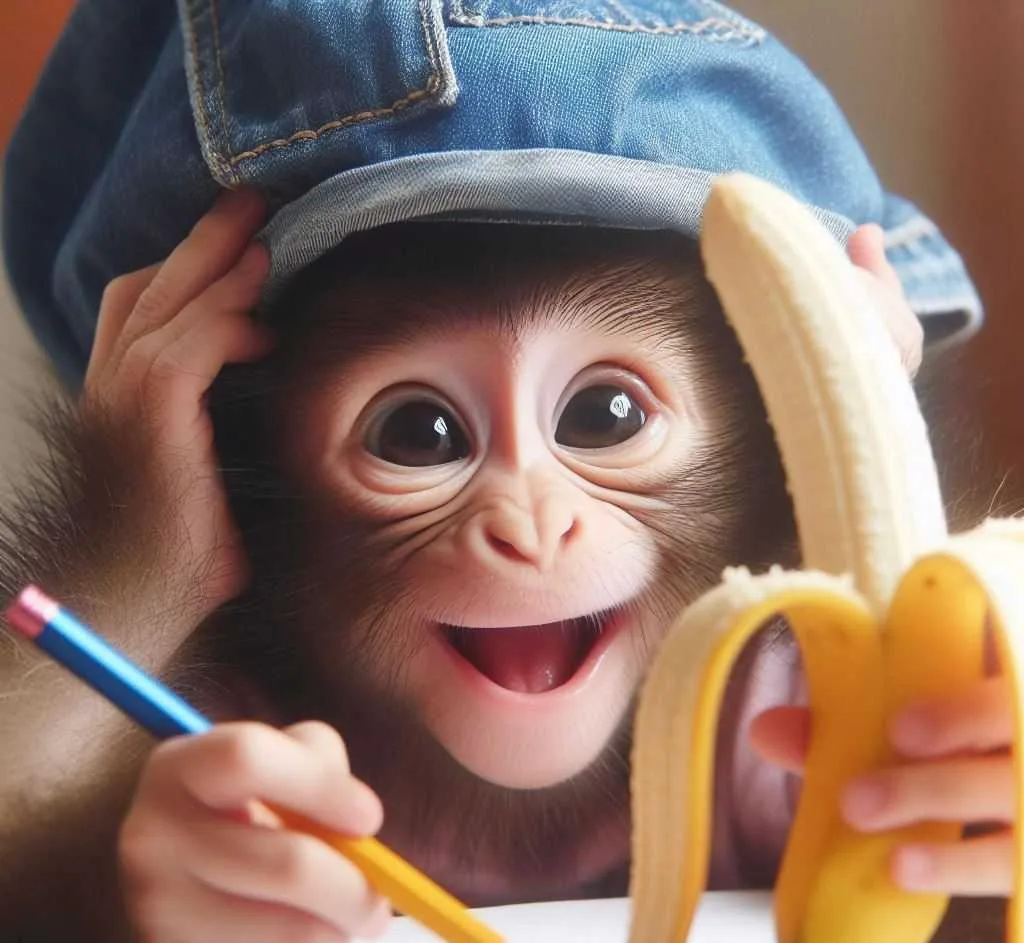 120+ Goofy Ahh Monkey Pictures & GIFs 65 cute monkey with pencil and banana
